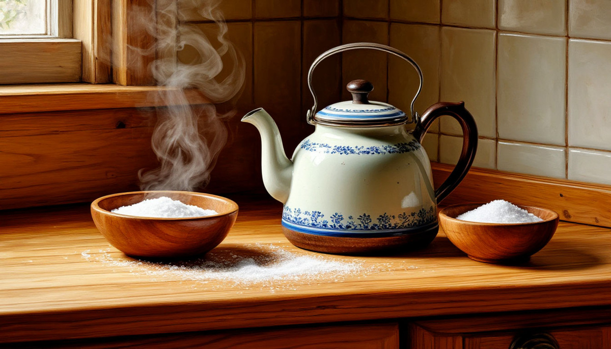 Очищение солью чайника
