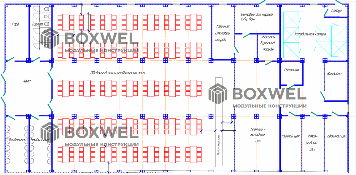 Планировка модульной столовой