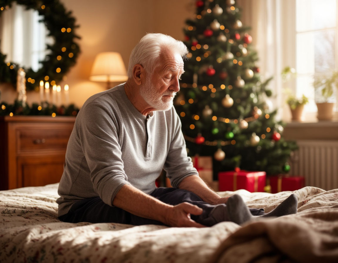 Растяжка мышц на кровати для пожилых людей