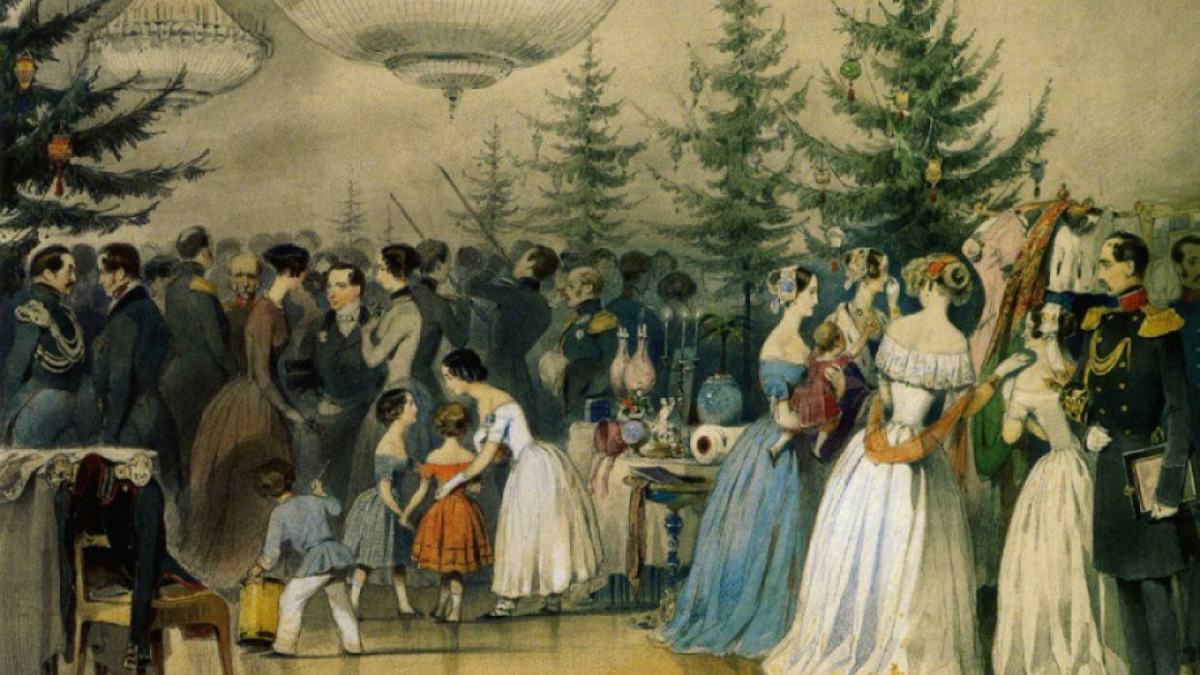 «Сцены из семейной жизни императора Николая I. Рождественская елка в Аничковом дворце», 1850 год, художник Алексей Чернышев