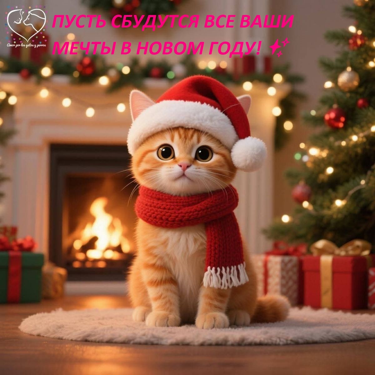 Котики желают всем исполнения ваших самых заветных желаний, мирного неба над головй и волшебного Нового Года! 🎄✨⛄