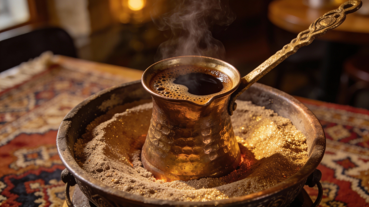 Ավազի մեջ եփված հայկական սուրճ