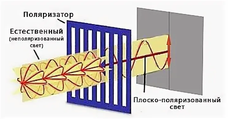линейная поляризация с поляризационной пластиной 