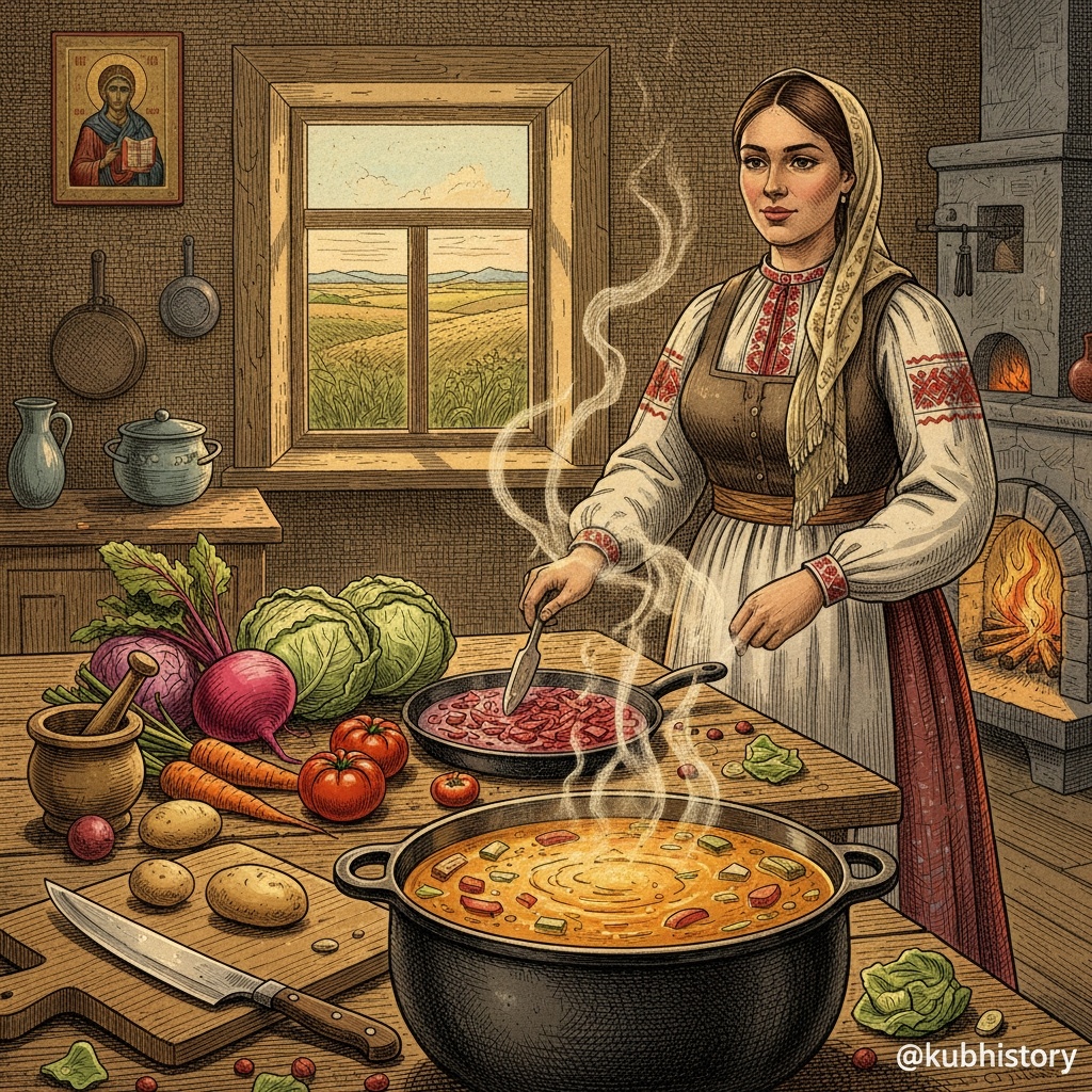 Венец кубанской кухни: борщ кубанский со свежей свеклой и золотистым цветом