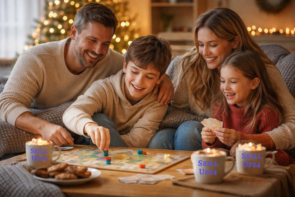 Семейные зимние каникулы дома — родители и дети проводят время вместе за настольной игрой в тёплой, уютной атмосфере. Такой отдых помогает восстановить силы, снизить стресс после учебного года и поддержать психоэмоциональное состояние ребёнка. Совместные игры, общение и внимание близких особенно важны для детей в период школьных нагрузок.

Онлайн-школа SkillUp24 помогает ученикам 1–11 классов по всей России: Астрахань, Барнаул, Владимир, Владивосток, Волгоград, Воронеж, Екатеринбург, Ижевск, Иркутск, Казань, Калининград, Кемерово, Киров, Краснодар, Красноярск, Липецк, Махачкала, Москва, Набережные Челны, Нижний Новгород, Новокузнецк, Новосибирск, Омск, Оренбург, Пенза, Пермь, Ростов-на-Дону, Рязань, Самара, Санкт-Петербург, Саратов, Сочи, Томск, Тольятти, Тула, Тюмень, Уфа, Ульяновск, Хабаровск, Чебоксары, Челябинск, Ярославль.

Как провести каникулы с детьми, идеи для зимних каникул, семейный отдых зимой, чем заняться на новогодних каникулах, зимние каникулы с семьёй, идеи отдыха с детьми.