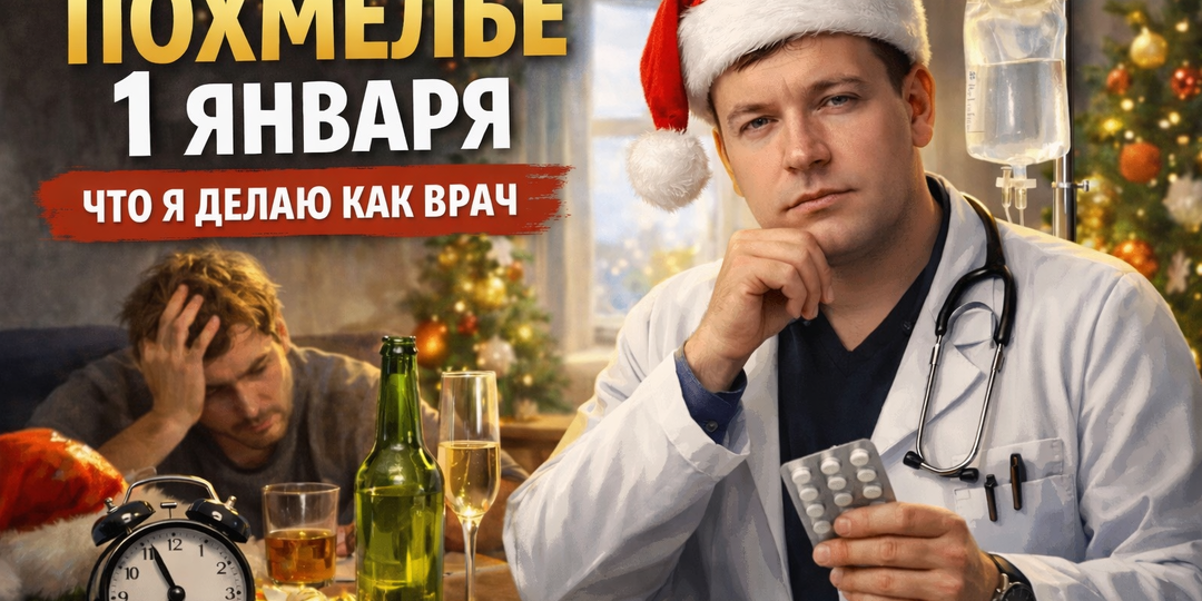 1 января. Утро. Голова раскалывается. Что я, как врач, делаю при похмелье.