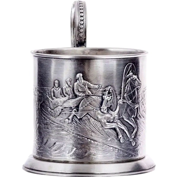 Подстаканник "Зимняя тройка". Мельхиор. Артель имени В.В. Молотова, г. Мстера, СССР. 1955 год