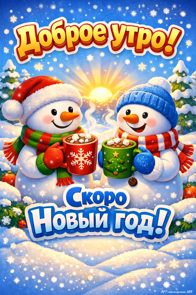 Открытка из серии «Доброе утро перед Новым годом» от АРТ‑мастерской ИИ