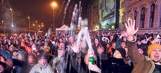 Новогодняя ночь в венгерском городе