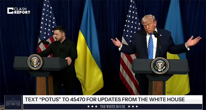    Зеленский съездил в США на встречу с президентом Дональдом Трампом, но не смог добиться понимания. Скриншот: ТГ-канал Clash Report