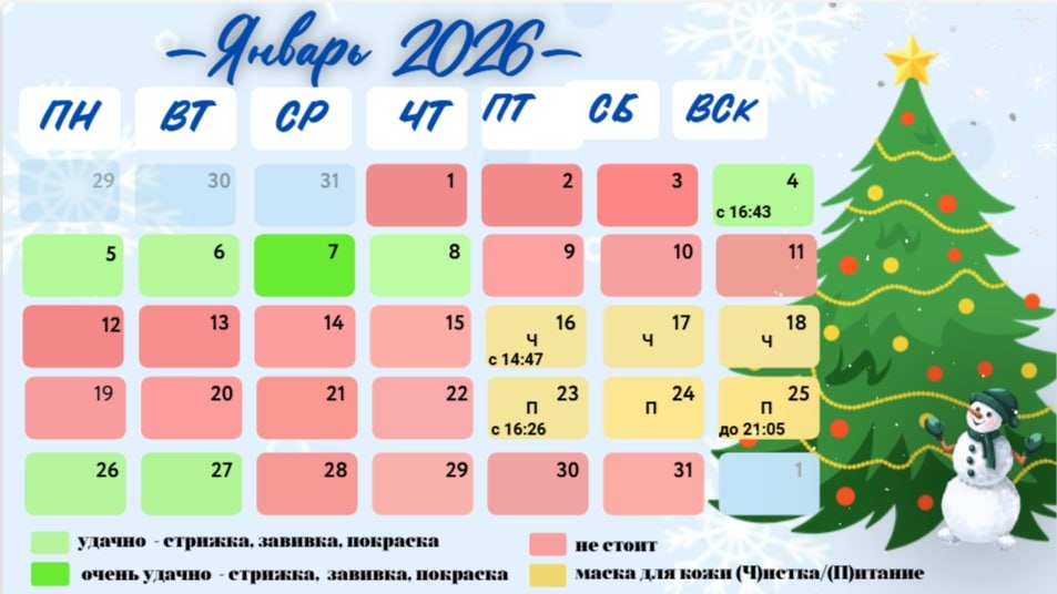 Внимательно прочтите пояснения к календарю