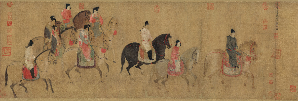 《虢国夫人游春图》("Весенняя прогулка Леди Го"), свиток на шелке, 51,8х148 см.