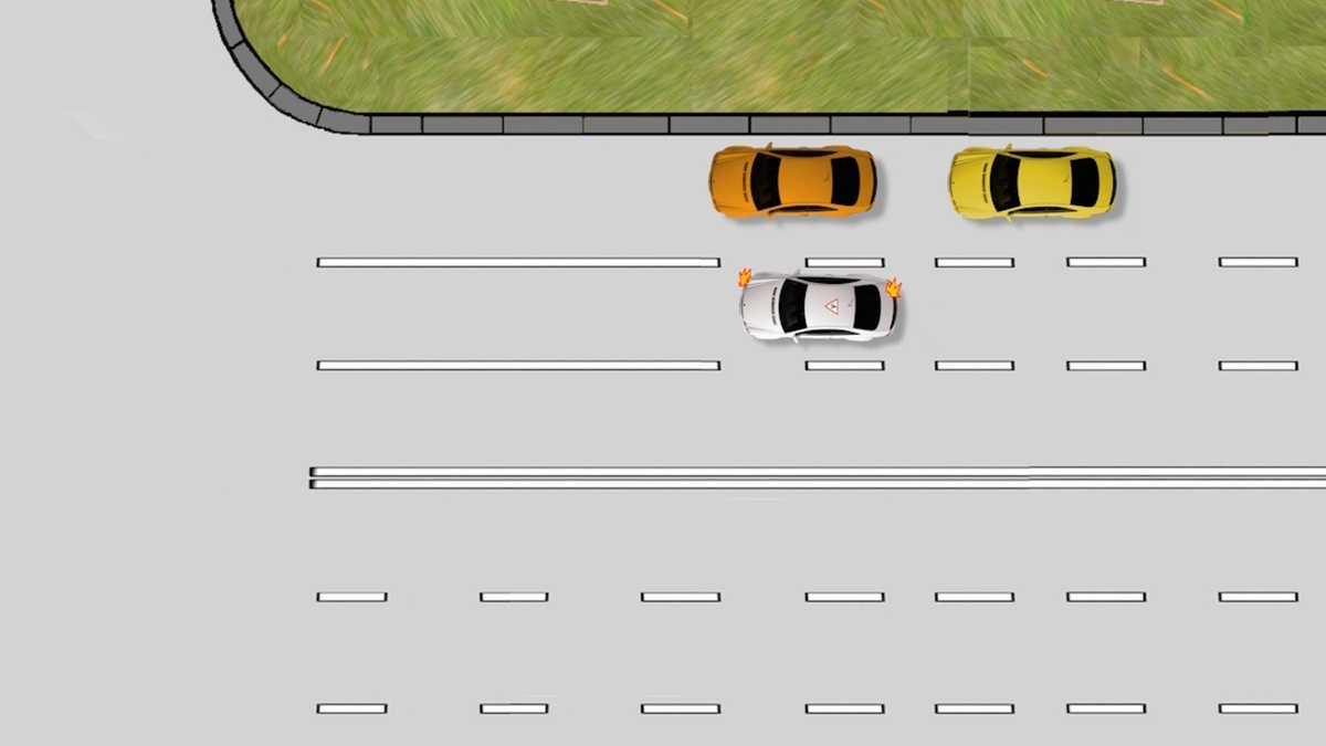 Если вас просят повернуть направо, вы также сообщаете. инспектору о невозможности пересечь сплошную линию разметки. 