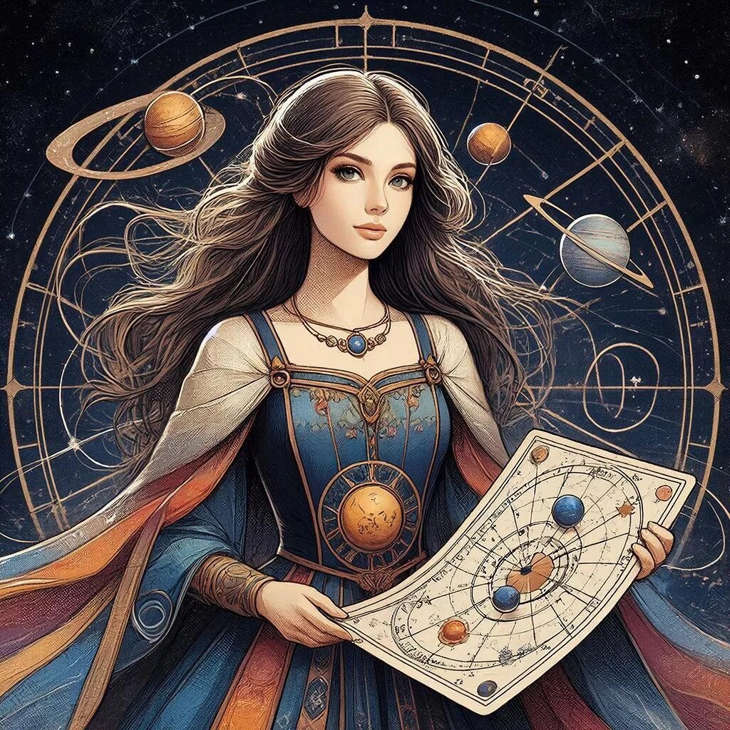 Астрология. Иллюстрация сгенерирована нейросетью