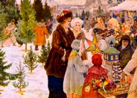 Александр Бучкури «Рождественский базар», 1906 год. Фото картины взято из открытого источника. 