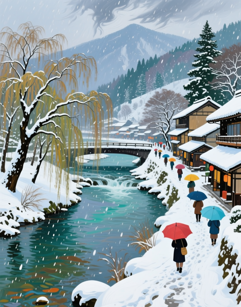 Вдоль реки. Иллюстрация создана с помощью нейросети StableDiffusion и программы Photoshop.