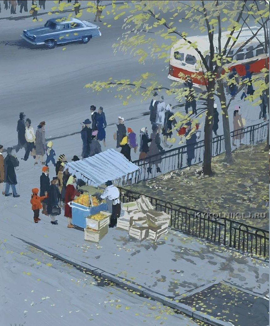 Михаил Успенский. «Фруктовый ларёк на Лахтинской улице». 1959