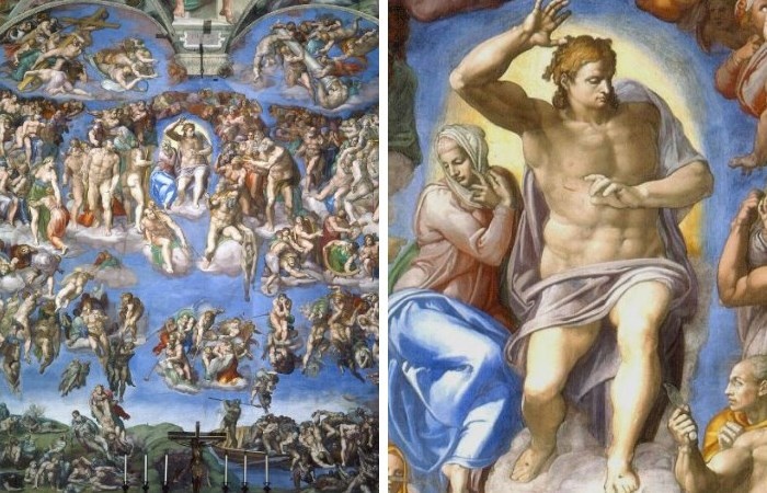 Фрагменты фрески Микеланджело Страшный суд