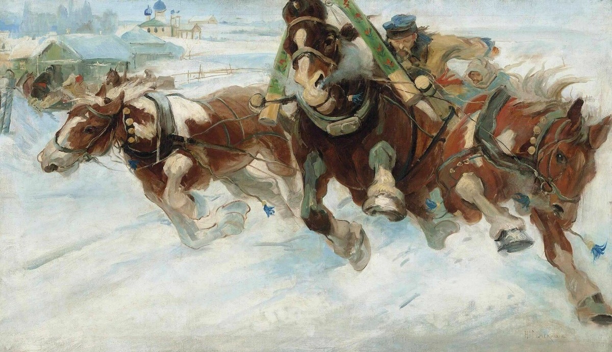 Великий русский художник Пётр Николаевич Грузинский, "Русская тройка", фото из интернета.