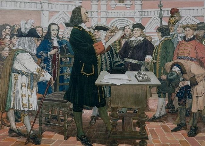 Петр I зачитывает указ
