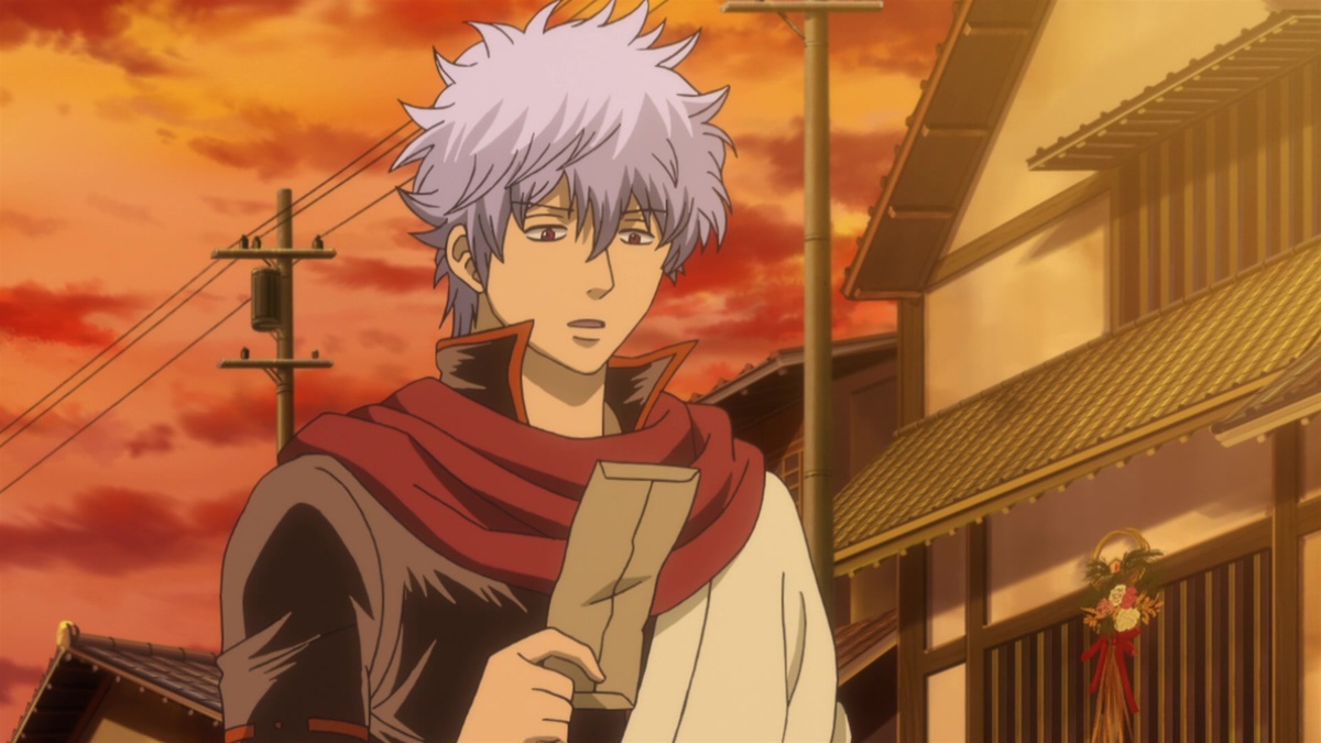 Гинтоки с новогодним конвертом отошидама. Кадр из аниме Gintama (2006), студия Sunrise. © Hideaki Sorachi / Shueisha / TV Tokyo