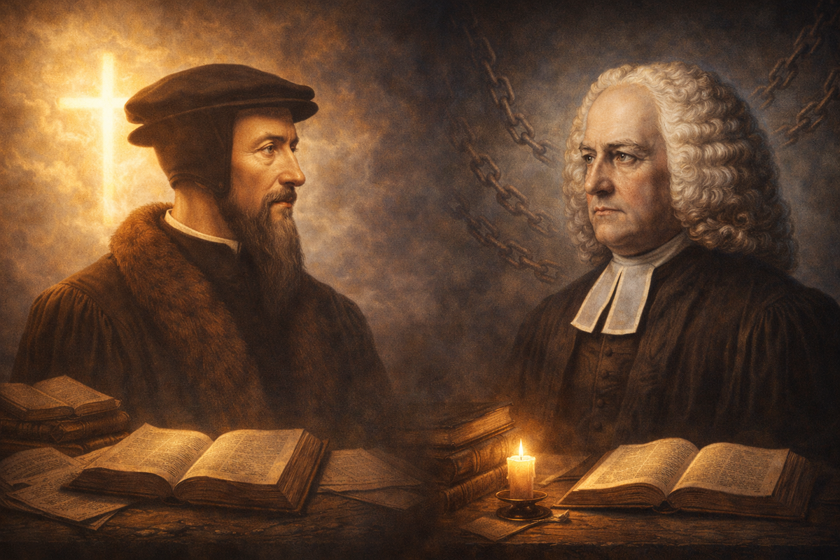 Кальвин и Гилл — два взгляда на одну истину: суверенность Бога, удерживаемая между призывом и пределом, где богословие рискует превратиться в молчание.