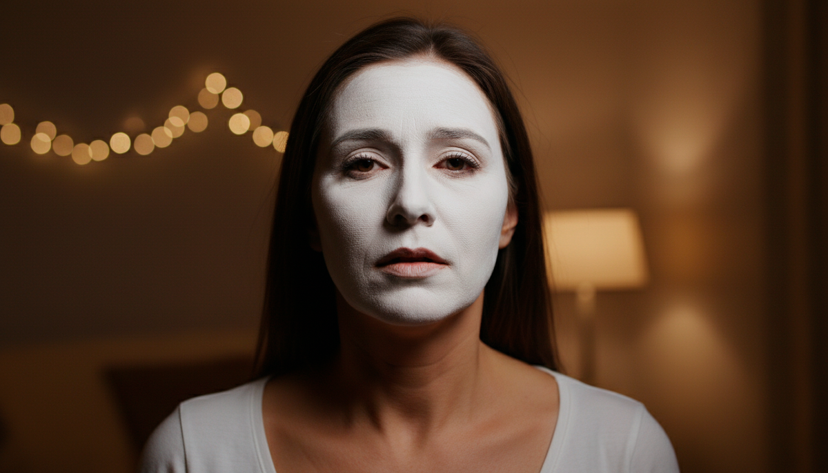 Классическая ошибка — тон светлее, чем нужно. Видите, как лицо превратилось в белую маску? А шея и зона декольте совсем другого цвета. На фото со вспышкой это выглядит особенно страшно.