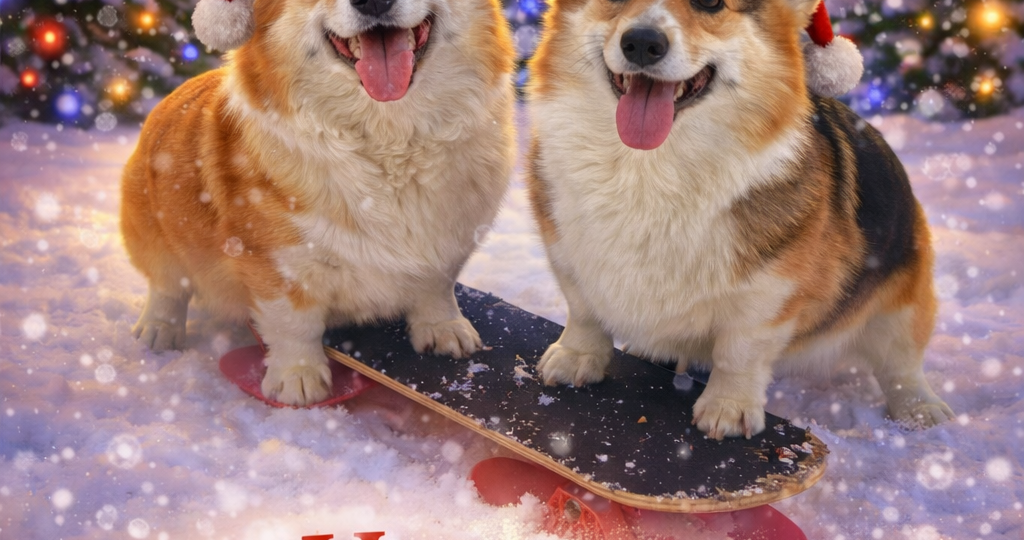 Новогоднее поздравление от сестричек корги! 🐶🎄🎊