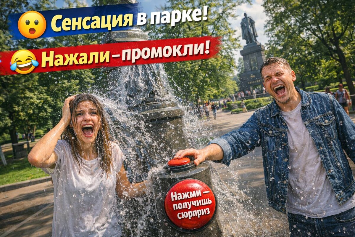 😱Сюрприз в парке! Нажал кнопку — промок до нитки! 💦 Смех гарантирован
