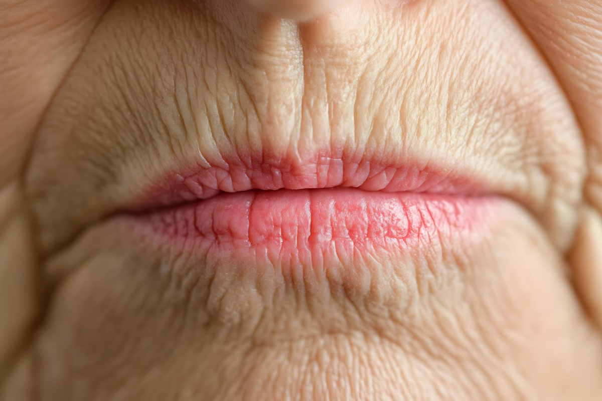 Главная причина кисетных морщин — хроническое перенапряжение круговой мышцы рта из-за привычек мимики и речи, при котором кожа со временем «запоминает» повторяющиеся заломы.