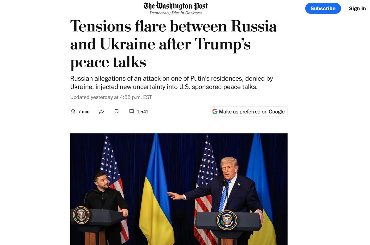     «Напряжённость между Россией и Украиной усилилась после мирных переговоров Трампа»