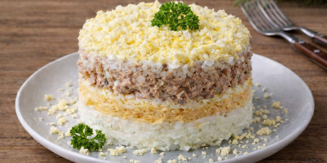 Теперь ни один праздник не обходится без этого салата с рыбными консервами. Все ингредиенты самые простые, но как вкусно