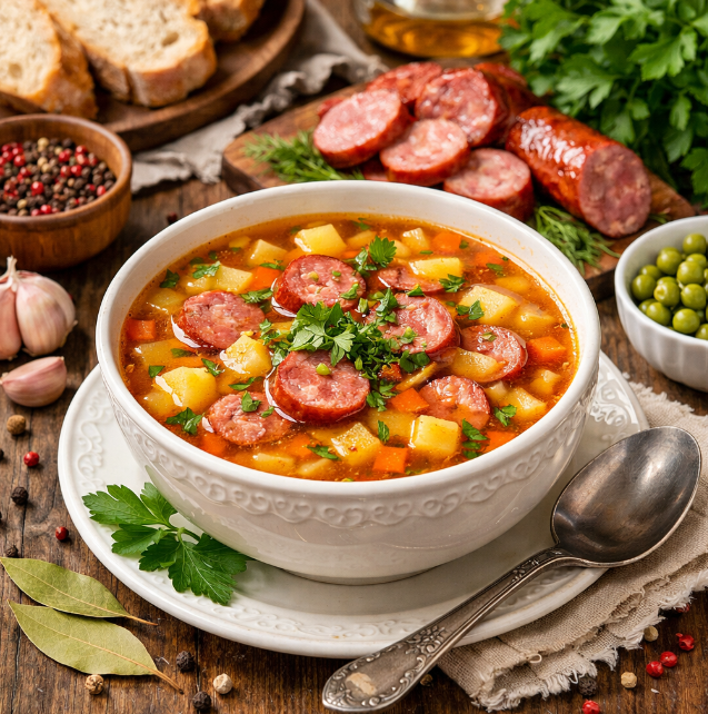 Суп с копчёной колбасой рецепты от Дарики
