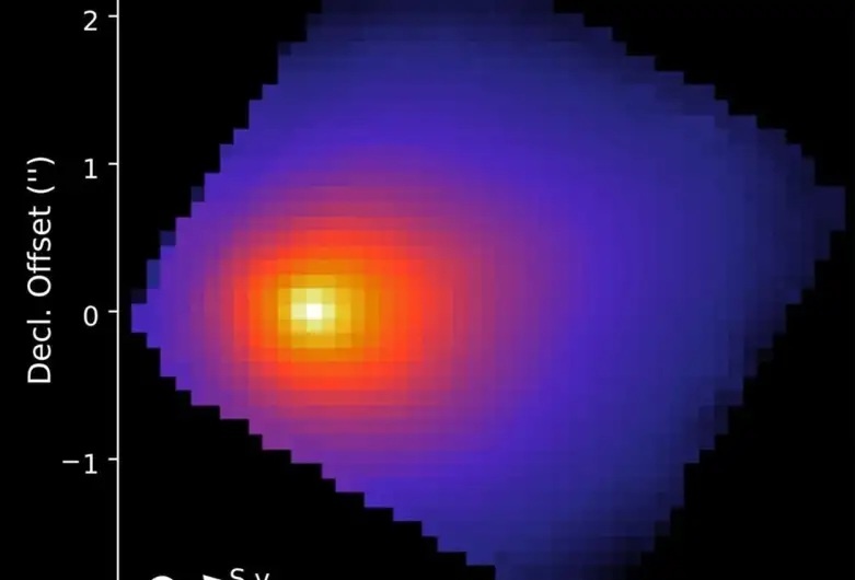 Космический телескоп НАСА «Джеймс Уэбб» 6 августа наблюдал за межзвёздной кометой 3I/ATLAS с помощью прибора «Спектрограф ближнего инфракрасного диапазона». Фото: НАСА.