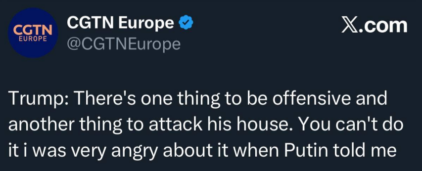 Трамп написал: "Одно дело — оскорблять, а другое — нападать на его дом. Так нельзя. Я был очень зол, когда Путин мне об этом сказал".