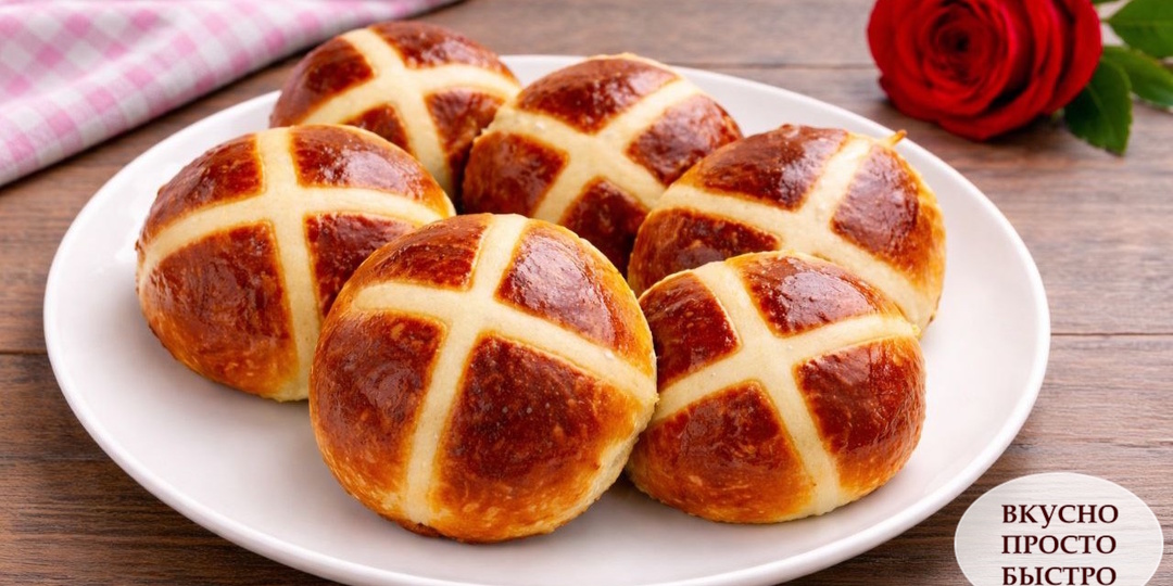 ПАСХАЛЬНЫЕ БУЛОЧКИ С КРЕСТИКОМ! Традиционная выпечка к праздничному столу. Пышные, ароматные, с символичным украшением