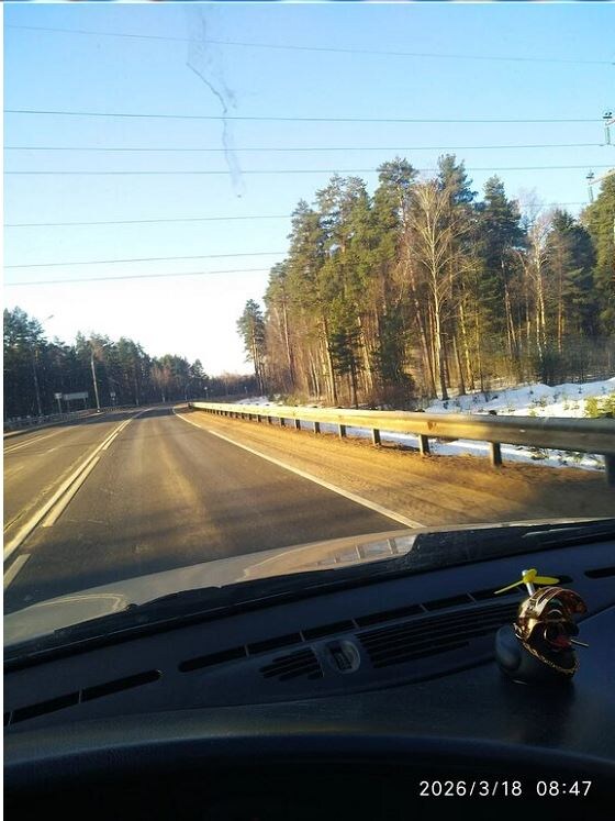 Съезд с эстакады по дороге в село Медное