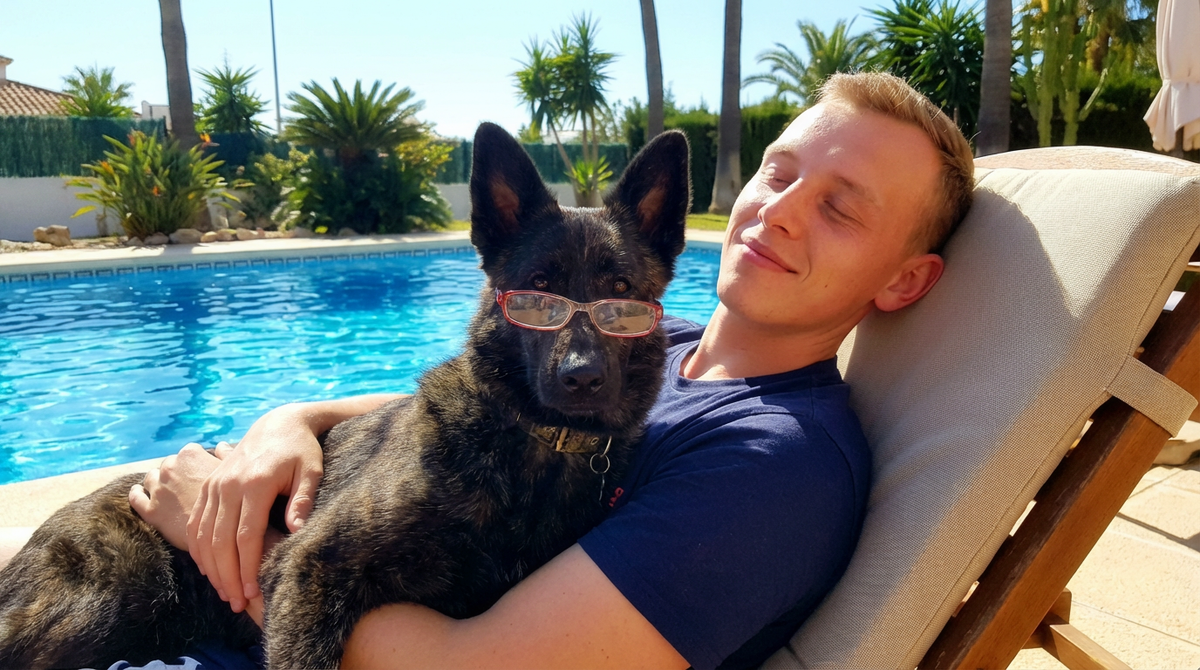 Пес не мог пережить даже кратковременную разлуку с хозяином, что его приходилось брать даже в отпуск на море. Нельзя было оставить его даже с мамой - только хозяин.