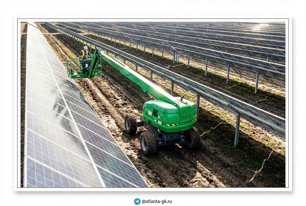    Телескопический подъемник, применяемый в строительстве. Atlanta-gk