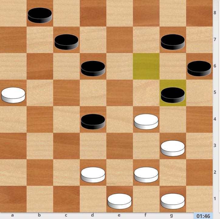 1.DE3 C3 (1...C5 2. E5 X) 2.D2 3.H4 4.H8 X