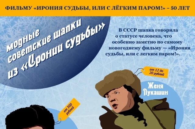    Модные зимние шапки в СССР на примере «Иронии судьбы». Инфографика