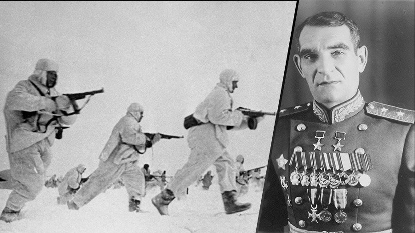     Советские десантники идут в атаку / Василий Афанасьевич Глазунов, первый командующий Воздушно-десантными войсками РИА Новости Аркадий Шайхет / Public Domain