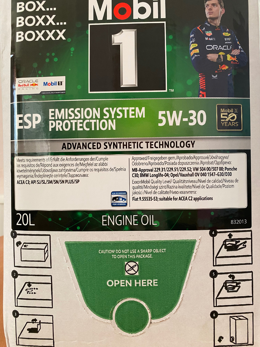 Mobil 1 ESP 5w30 в упаковке Bag in Box
