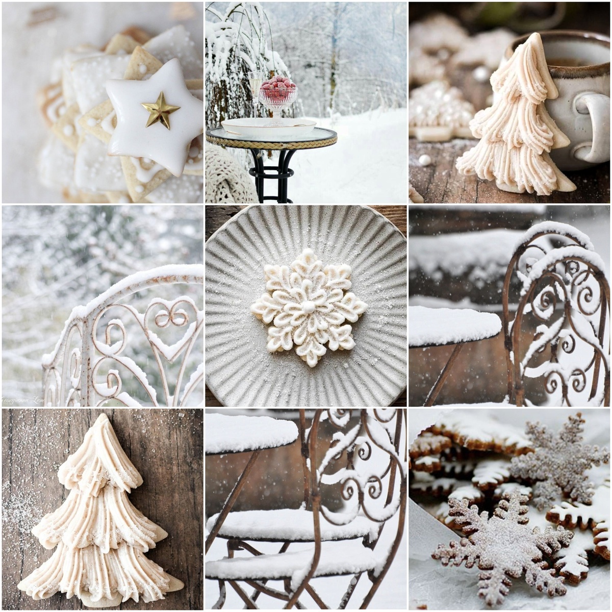 1. Новогодние сладости и зимнее узорочье.  Иллюстрации из открытых сетей, коллажи авторские.