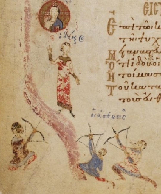 Иллюстрация к десятому псалму. 11 в. Федоровская псалтирь.