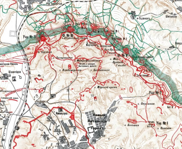 Восточный фронт Порт-Артурской крепости в декабре 1904 года.