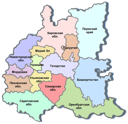 Карта Поволжья 