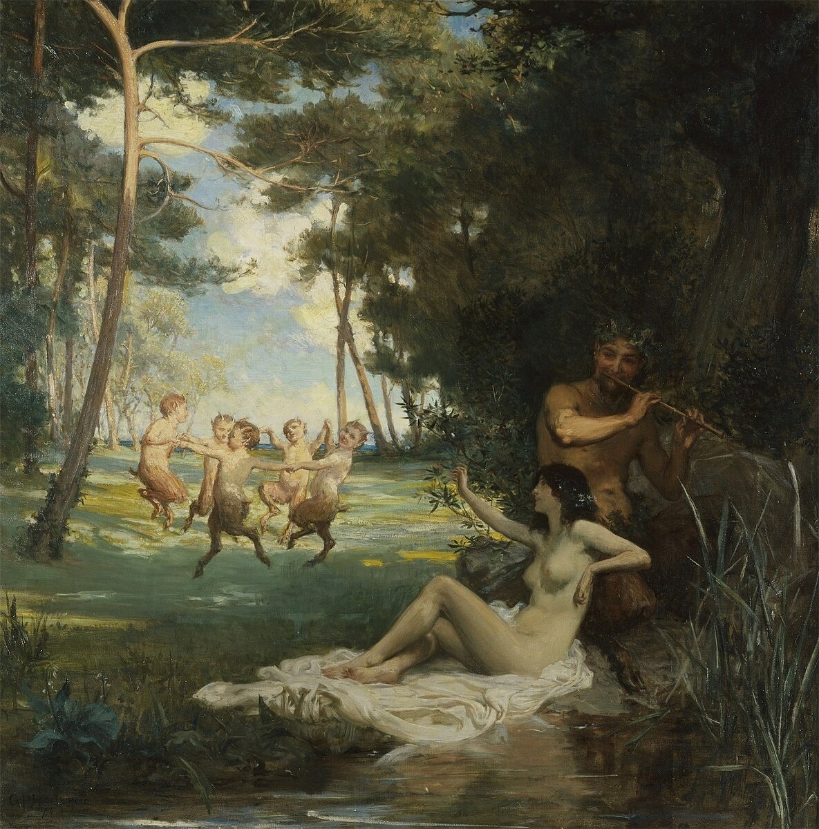 Сатир и нимфа Пуссен