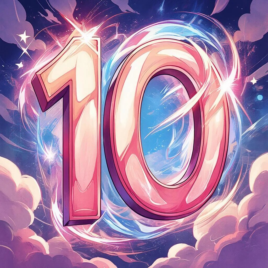Цифра 10. Иллюстрация сгенерирована нейросетью