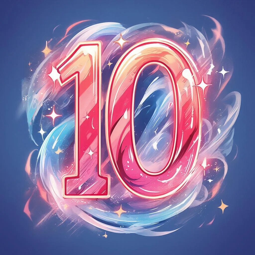 Цифра 10. Иллюстрация сгенерирована нейросетью